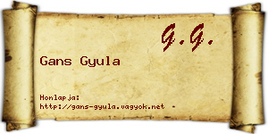 Gans Gyula névjegykártya